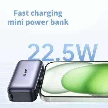 UGREEN 22,5 Вт PowerBank для быстрой зарядки, 5000 мАч, кабель типа C, портативное зарядное устройство с подставкой, портативный внешний аккумулятор для iPhone 15 Pro Max