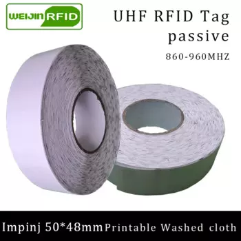 UHF RFID стирка бирка моющаяся печать чип одежды 915 МГц 860-960 МГц EPC Gen2 6C 48x50 мм текстильная смарт-карта пассивные RFID-бирки