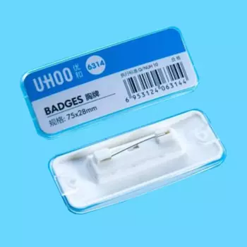 Uhoo Abs многоразовый бейдж, застежка, пряжка, именная бирка для персонала, логотип компании, держатель этикетки, чехол, нагрудная булавка, прозрачный 75x28 мм
