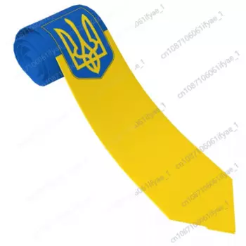 Украинский флаг эмблема галстук абстрактный геометрический узор галстук для шеи винтажный крутой галстук для воротника для взрослых ежедневная одежда