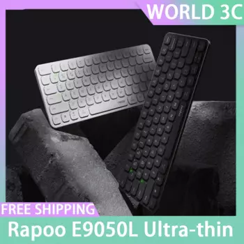 Ультратонкая клавиатура Rapoo E9050L, трехрежимная Беспроводная Офисная Клавиатура с мембраной, бесшумная, с долгим сроком службы, игровой аксессуар для ПК