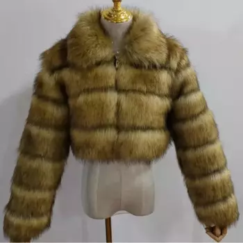 Уличная мода, роскошное Укороченное пальто из искусственного меха для женщин, зима 2023, Лидер продаж, крутая пушистая Короткая Меховая куртка для девочек, верхняя одежда на молнии