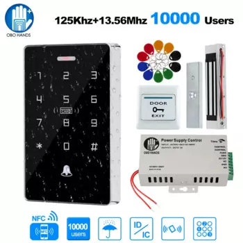 Уличная система контроля доступа, комплект водонепроницаемой RFID-клавиатуры 125 кГц 13,56 МГц NFC + 180 кг, Электрический магнитный замок, замки Strike