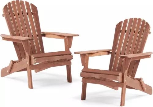 Уличный деревянный складной стул Adirondack, набор из 2 стульев с предварительно собранной спинкой, деревянный стул для патио для сада, заднего двора, крыльца, бассейна