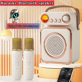 Уличный портативный мини-динамик Bluetooth с микрофоном, ретро-музыкальный центр, караоке, встроенная аудиосистема, детская звуковая система AUX