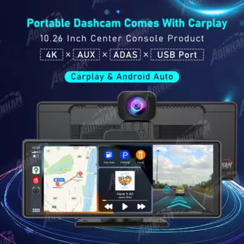Улучшенный 10,26 дюймовый телефон, Wi-Fi, ADAS, GPS, USB-адаптер, AUX, портативный беспроводной Автомобильный видеорегистратор для Android, AirPlay, Miracast, видеорегистратор, 4K, видеорегистратор