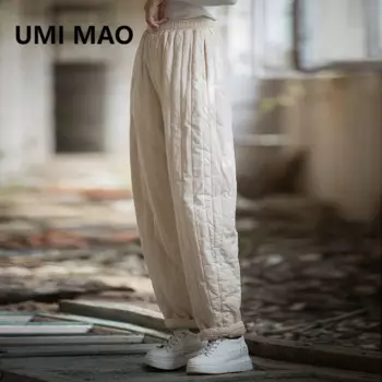 UMI MAO зимние хлопковые брюки из конопли, женские новые хлопковые утолщенные теплые повседневные брюки, персонализированные женские хлопковые брюки
