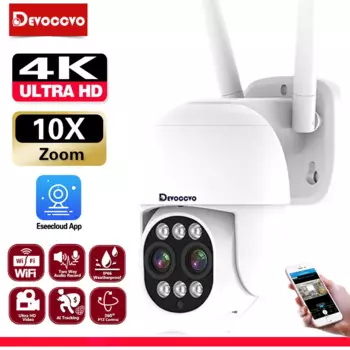 Умная камера видеонаблюдения, 4K, 8 Мп, Wi-Fi, PTZ, 10X зум