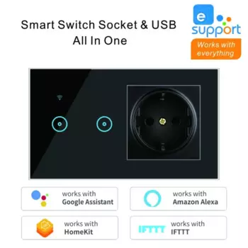 Умная настенная розетка TUYA WIFI, 10 А, USB-зарядное устройство, универсальная электрическая розетка, сенсорный выключатель питания, работает с Alexa Google Home