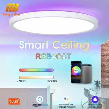 Умная потолочная лампа Tuya RGB с управлением через приложение, светодиодные светильники с дистанционным управлением Alexa Яндекс/Google, домашний декор для спальни, 110 В, 220 В