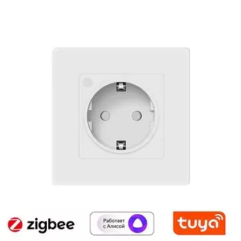 Умная настенная розетка borumicropls Tuya Zigbee 3,0, штепсельная вилка европейского стандарта с мониторингом, таймер 16 А, розетка с дистанционным управлением для Alexa Google Home Яндекс Алисы