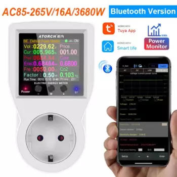 Умная розетка Tuya с Bluetooth, цифровой ваттметр, измеритель мощности, вилка EU/US/AU/UK/FR, измеритель потребления электроэнергии, умный дом