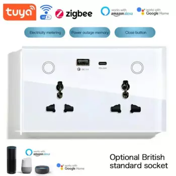 Умная розетка Tuya Wi-Fi/zigbee, универсальная беспроводная умная USB-розетка с английской вилкой, совместима с Alexa Home