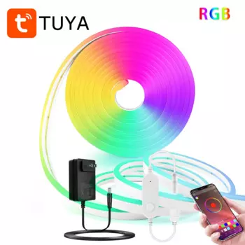 Умная Светодиодная лента Tuya, зеленая, 6*12 мм, 24 В, 2 А, RGB, водонепроницаемая неоновая фотолента, подходящая для украшения двора