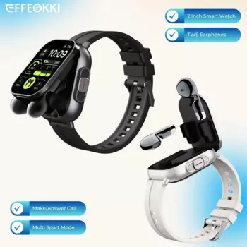 Умные часы Effeokki D8 2 в 1, Встроенные наушники для мужчин, Многофункциональный монитор для звонков и наблюдения за сном для телефонов Iphone и Android