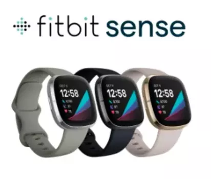 Умные часы Fitbit Sense GPS со встроенным AMOLED-дисплеем, GPS-отслеживанием, обнаружением напряжения и отслеживанием