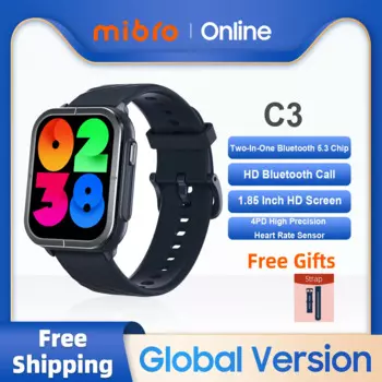 Умные часы Mibro C3 Global 1,85 - дюймовый HD экран Bluetooth 70 Sport Mode 350 mAh 4PD высокоточный датчик сердечного ритма 2ATM водонепроницаемые мужские и женские умные часы