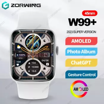 Умные часы W99 + 45 мм для мужчин и женщин, умные часы с AMOLED-экраном, умные часы серии 9, фотоальбом, спортивные часы с управлением жестами для Android и IOS