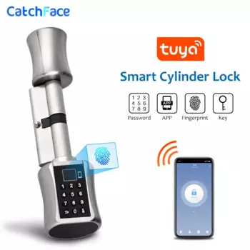 Умный цилиндрический дверной замок со сканером отпечатков пальцев, Bluetooth, приложение Tuya, цифровой кодовый БЕСКЛЮЧЕВОЙ замок для европейского цилиндра