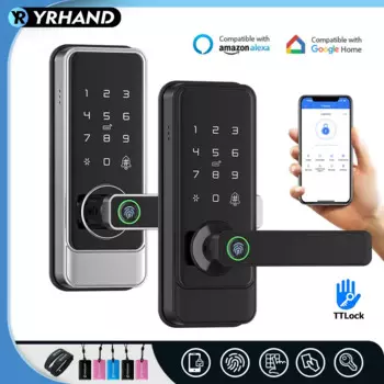 Умный дверной замок YRHAND, электронный замок с Биометрическим отпечатком пальца, работает с приложением Google home, для дома или квартиры