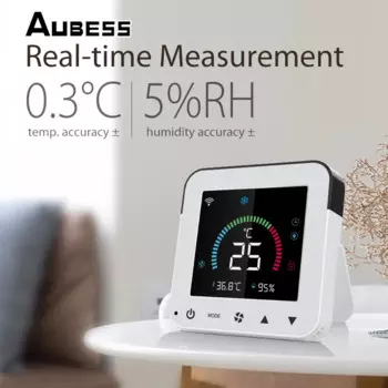 Умный инфракрасный контроллер температуры и влажности Aubess, Wi-Fi, питание от USB, термостат с ЖК-дисплеем