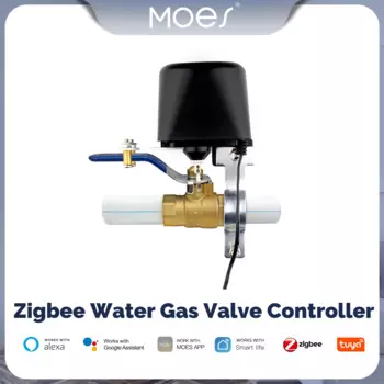 Умный контроллер газового водяного клапана MOES ZigBee 3,0, пульт дистанционного управления Echo Plus, Голосовое управление, работа с Alexa Google Home