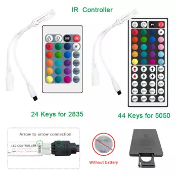 Умный контроллер RGB RGBW с Wi-Fi, 44 клавиши, 24 клавиши, постоянный ток 12 В