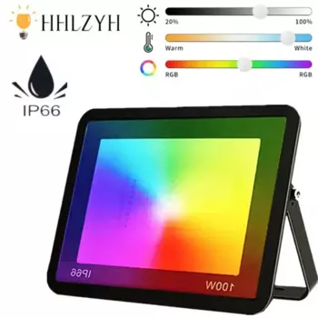 Умный прожектор с голосовым управлением, Wi-Fi, IP66, 3000-6500K, 30/50/100 Вт, В переменного тока