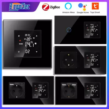 Умный термостат Bingoelec ZigBee, настенный выключатель, контроллер температуры воды, электрического подогрева пола, газового котла, черный