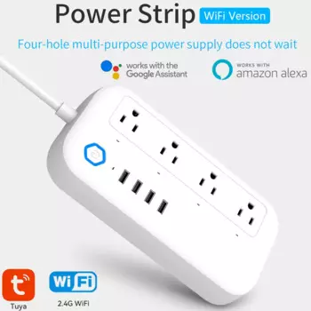 Умный удлинитель Tuya с Wi-Fi, 5 В/2 А, 4 USB-порта