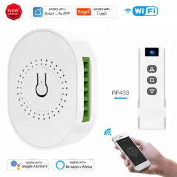 Умный Wi-Fi модуль для занавесок Tuya RF433, потайной переключатель для роликового затвора, с электрическим мотором, голосовое управление, работает с Alexa Google Home