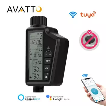 Умный водяной клапан AVATTO Tuya, автоматический разбрызгиватель для растений, цветов, работает с приложением для голосового управления