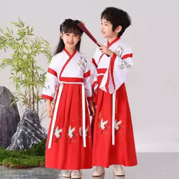 Унисекс Hanfu Косплей Хэллоуин Детские старинные студенты ресивер мальчиков костюмы Китайская традиционная одежда для детей
