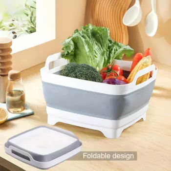 Универсальная складная корзина для кухонной раковины-телескопическая портативная раковина для мытья овощей и фруктов с дренажом-идеально подходит для Rv Campin