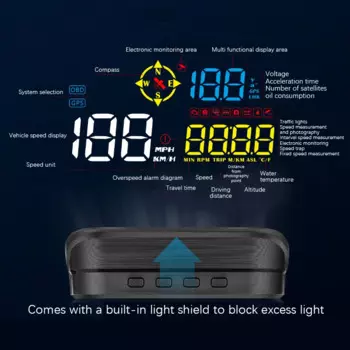 Универсальный OBD автомобильный спидометр HUD проектор на лобовое стекло светодиодный цифровой автомобильный проекционный дисплей GPS компас температура воды предупреждение об об/мин