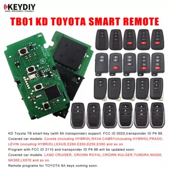 Универсальный пульт дистанционного управления KEYDIY TB01 KD Smart Key с транспондером 8A и корпусом для Toyota Corolla RAV4 Camry/Lexus FCCID:0020