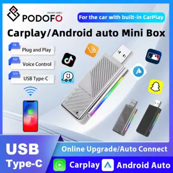 USB-адаптер Podofo carplay с USB-портом Type-C и поддержкой онлайн-карты