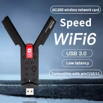 USB-адаптер Wi-Fi 6, 1800 Мбит/с, два диапазона, 2,4 ГГц