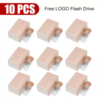 USB-флеш-накопитель в деревянной коробке, 16-128 ГБ, 10 шт.