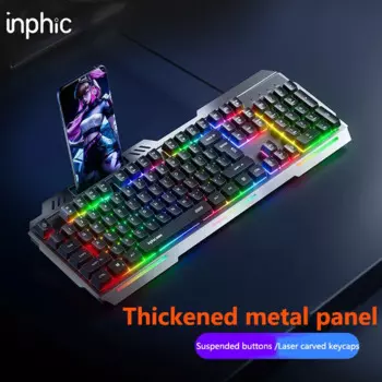 USB Проводная игровая клавиатура Inphic, 104 клавиши, стандартная клавиатура для компьютера, ноутбука с размещением