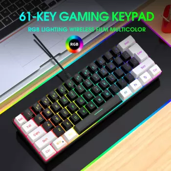 USB Проводная Механическая мини-клавиатура с 61 клавишами, волшебная RGB подсветка, проводная эргономичная клавиатура для ноутбука, ПК, игрового компьютера