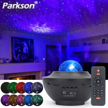 USB звездный светодиодный ночник RGB музыка Звездная вода волна Bluetooth динамик светодиодный Галактический проектор освещение комнаты Декор для дома для детей