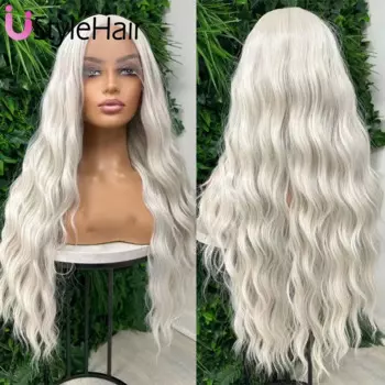 UStyleHair Платиновый светлый кружевной парик #60 цветов синтетический кружевной передний парик длинные волнистые натуральные волосы для ежедневного использования косплей парик