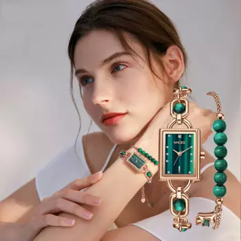 UTHAI W41 новые женские кварцевые часы с кристаллами, модные женские часы, Роскошные водонепроницаемые изысканные изумрудные оригинальные женские наручные часы с браслетом