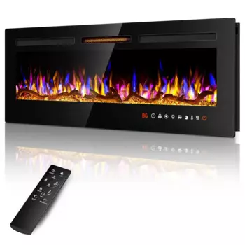 Утопленный и настенный тонкий Электрический камин 50 дюймов, настенный камин и Автономный Линейный камин, с дистанционным управлением