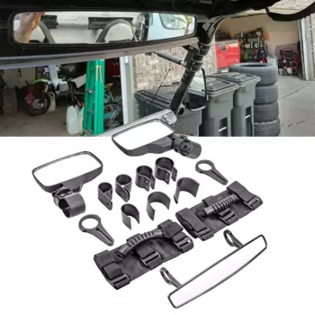 UTV Roll Cage Bar Заднее боковое широкоугольное зеркало HD Комплект и ручка для Polaris RZR Yamaha Raptor 700 Maverick x3 Can Am Outlander