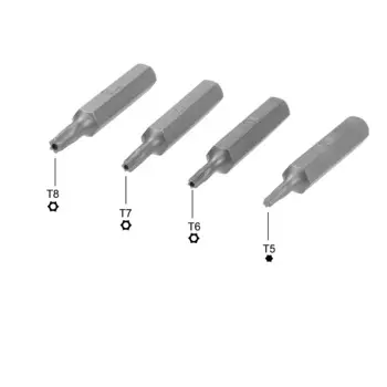 Набор бит Torx uxcell, 4 шт., 5/32 дюйма, шестигранный хвостовик T5 T6 T7 T8, набор отверток длиной 28 мм, набор отверток S2, инструменты