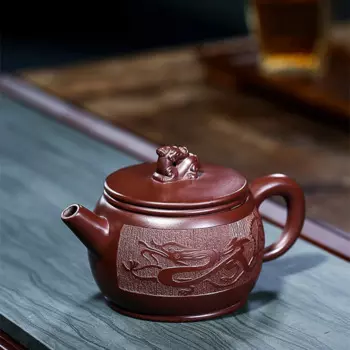 В продаже гарантированный настоящий чайник yixing zisha резной дракон рельефный большой горшок кунгфу ручной работы мастер чайник для заваривания чая Китай