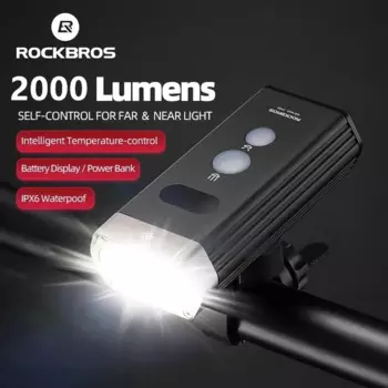 Велосипедный фонарь ROCKBROS, 2000 люмен, USB-зарядка