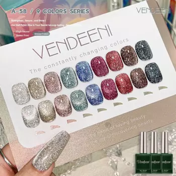 Vendeeni 9 цветов/набор, блестящий гель-лак «кошачий глаз» с бриллиантами, магнитный УФ-светодиодный гель-лак для ногтей, лазерная вспышка, гель-лак «кошачий глаз»
